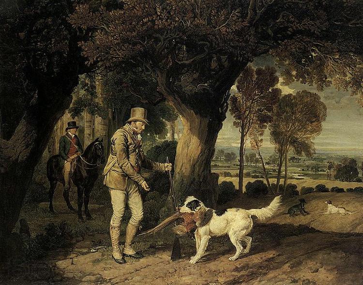 James Ward John Levett Receiving Pheasant from Retriever on HIs Estate at Wychnor, Germany oil painting art